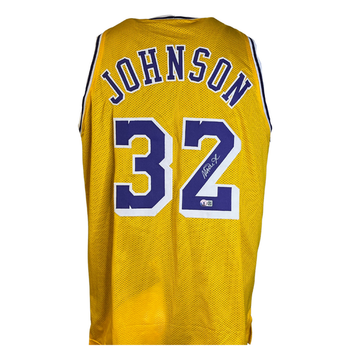 Magic Johnson Signed Custom Yellow Jersey — Elite Ink