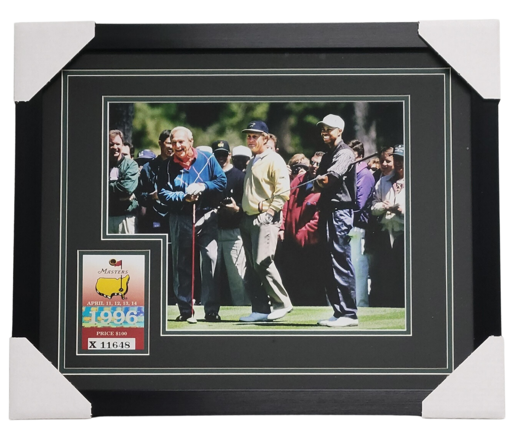 Arnold Palmer, Jack Nicklaus & Tiger Woods 1996 Masters Professionally Framed 11x14 Replica Ticket Display