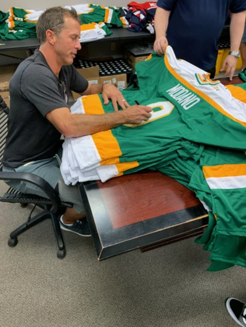 Mike Modano Signed Custom Green Hockey Jersey