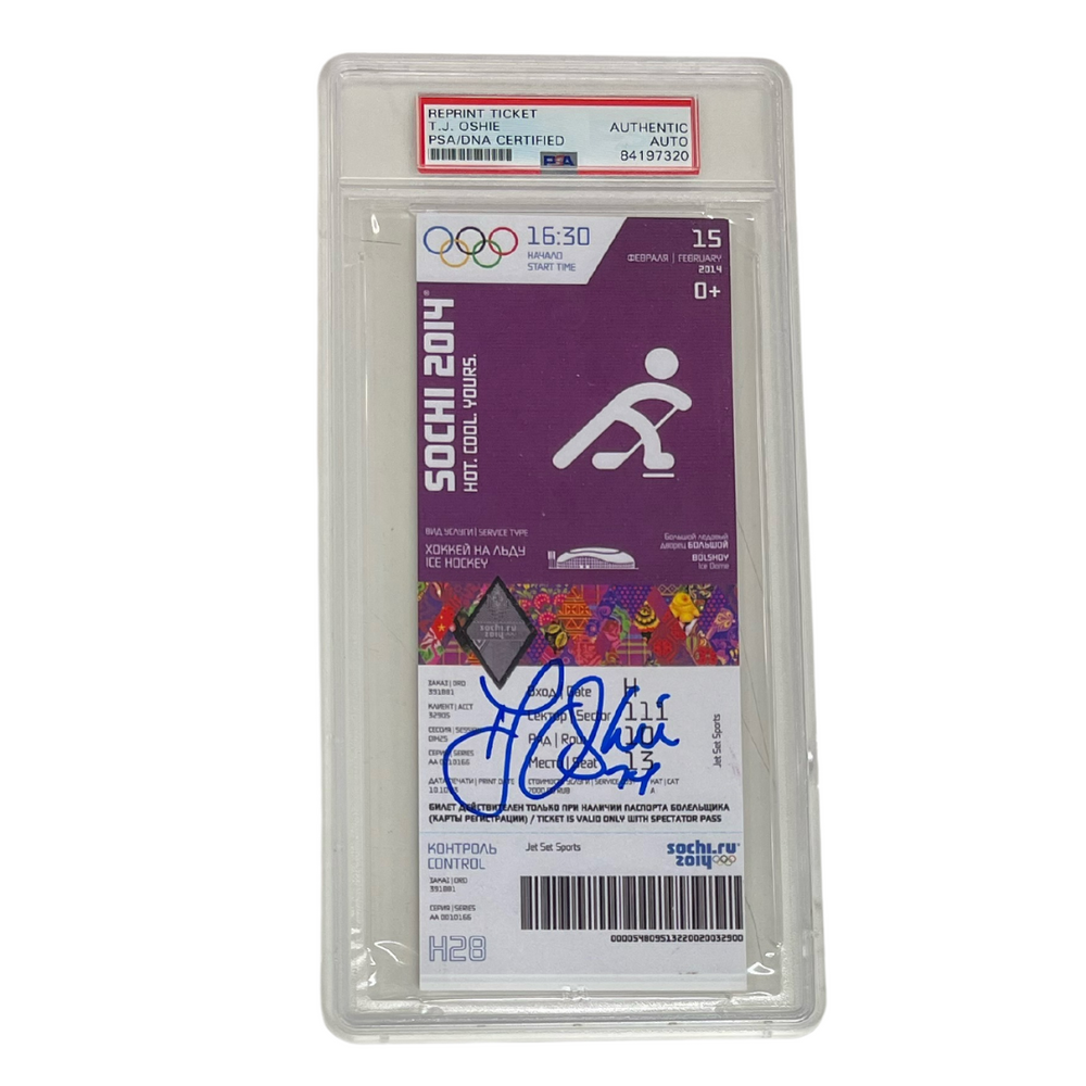 TJ Oshie Signed & Slabbed Replica Olympic Ticket