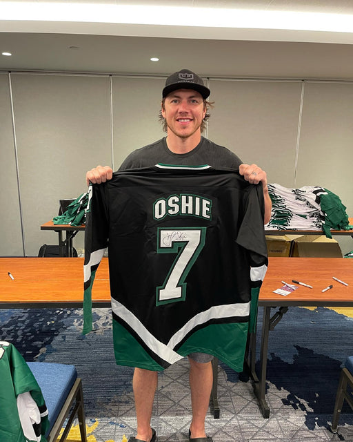 TJ Oshie Signed Custom Black College Hockey Jersey
