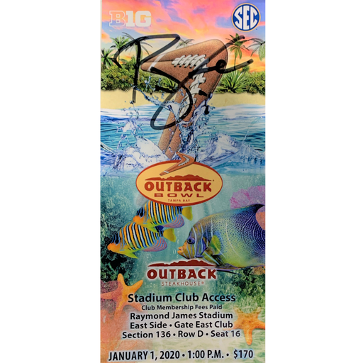 PJ Fleck Signed Authentic Outback Bowl Ticket