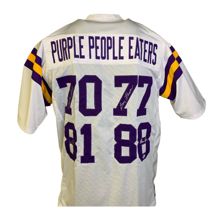 Purple People Eaters Signed Custom White Football Jersey