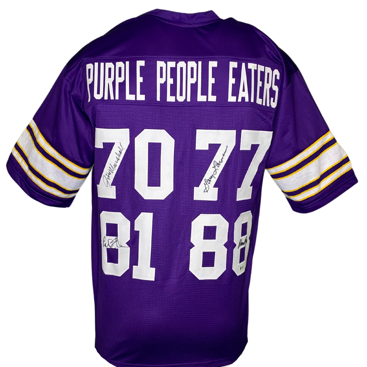 Purple People Eaters Autographed Custom White Football Jersey - JSA COA :  Everything Else 